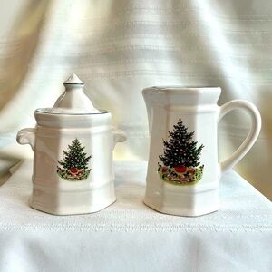 Pfaltzgraff Christmas Heritage‎ Creamer & Sugar Bowl VTG Made in USA EUC